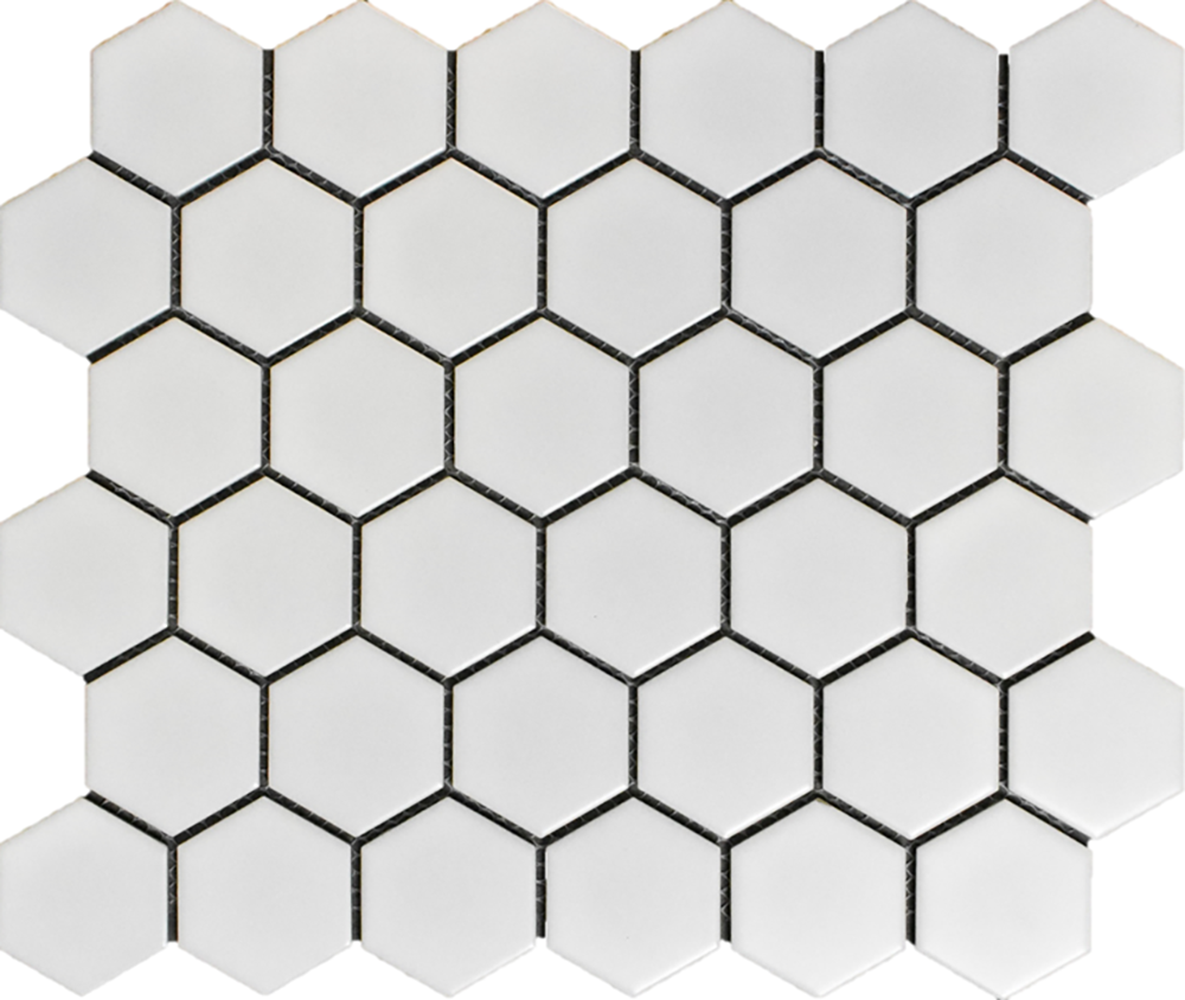 White Matte 2”x2” Hexagon